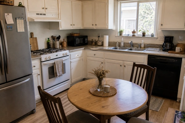 A spotless kitchen cleaned by professional house cleaning services in Coachella, California.