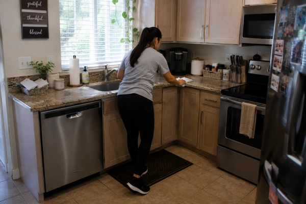 A clean kitchen maintained by professional maid services in Thousand Palms, California.
