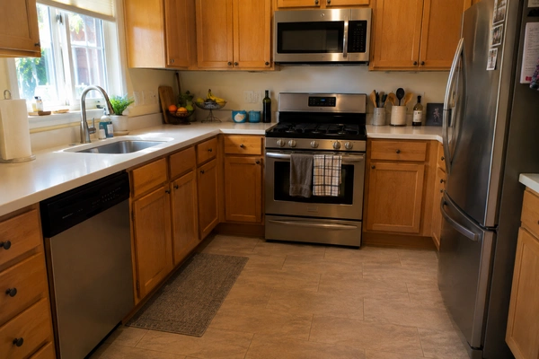 A clean and spotless kitchen maintained by professional cleaning services in Rancho Mirage, California.