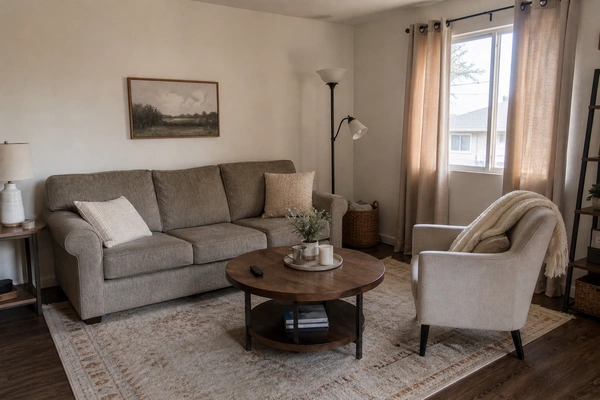 A clean, well-maintained living room serviced by professional house cleaning services in Coachella, California.