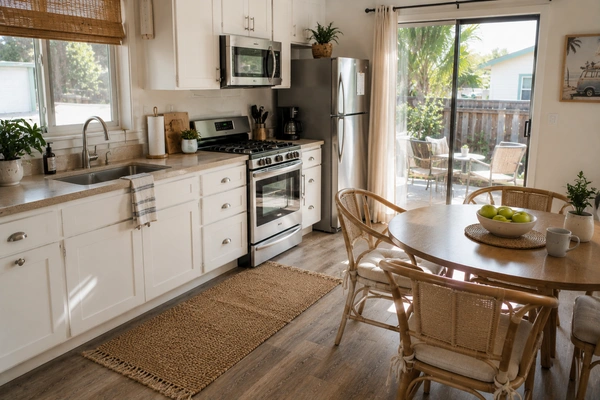 A spotless kitchen maintained by recurring house cleaning services in Palm Springs, California.